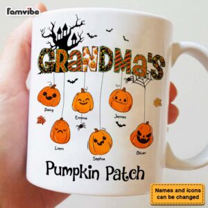 Personalized Gift For Grandma Hanging Pumpkin Patch Mug 3