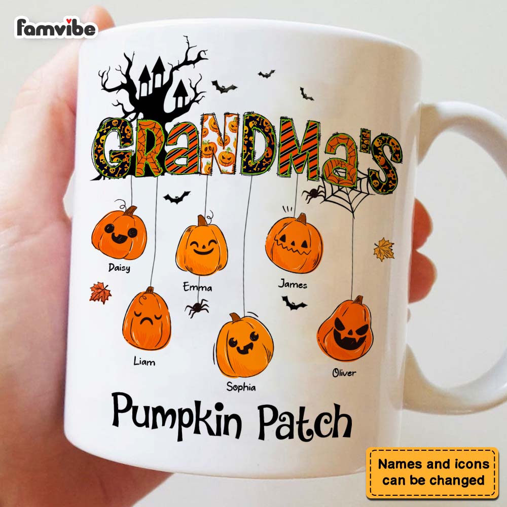 Personalized Gift For Grandma Hanging Pumpkin Patch Mug Personalized Gift For Grandma Hanging Pumpkin Patch Mug