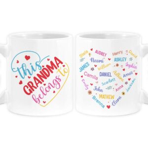 Personalized Gift For Grandma Heart Custom Name Mug