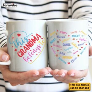 Personalized Gift For Grandma Heart Custom Name Mug