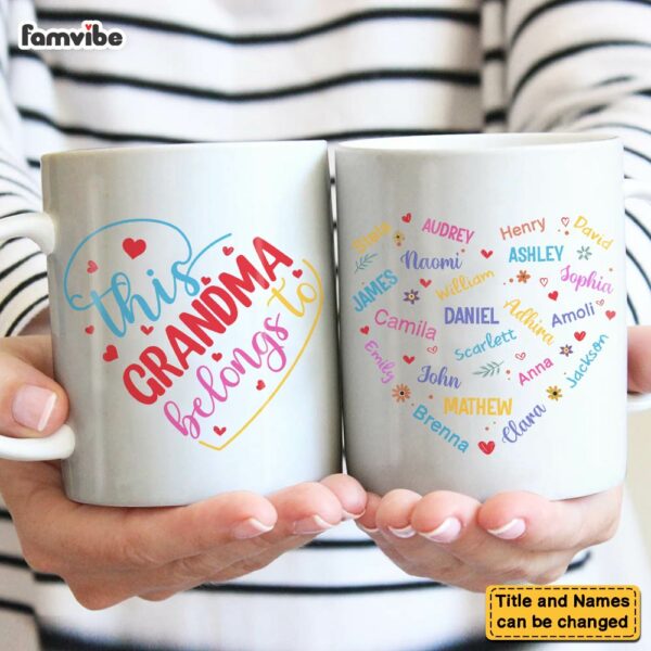 Personalized Gift For Grandma Heart Custom Name Mug