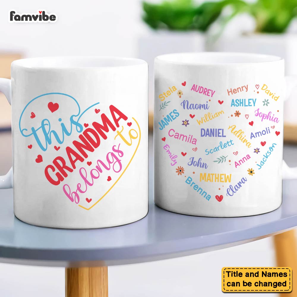 Personalized Gift For Grandma Heart Custom Name Mug Personalized Gift For Grandma Heart Custom Name Mug