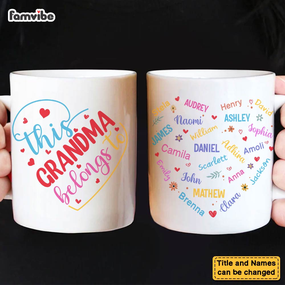 Personalized Gift For Grandma Heart Custom Name Mug Personalized Gift For Grandma Heart Custom Name Mug