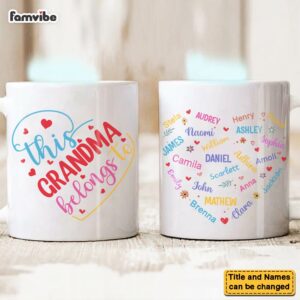 Personalized Gift For Grandma Heart Custom Name Mug 6