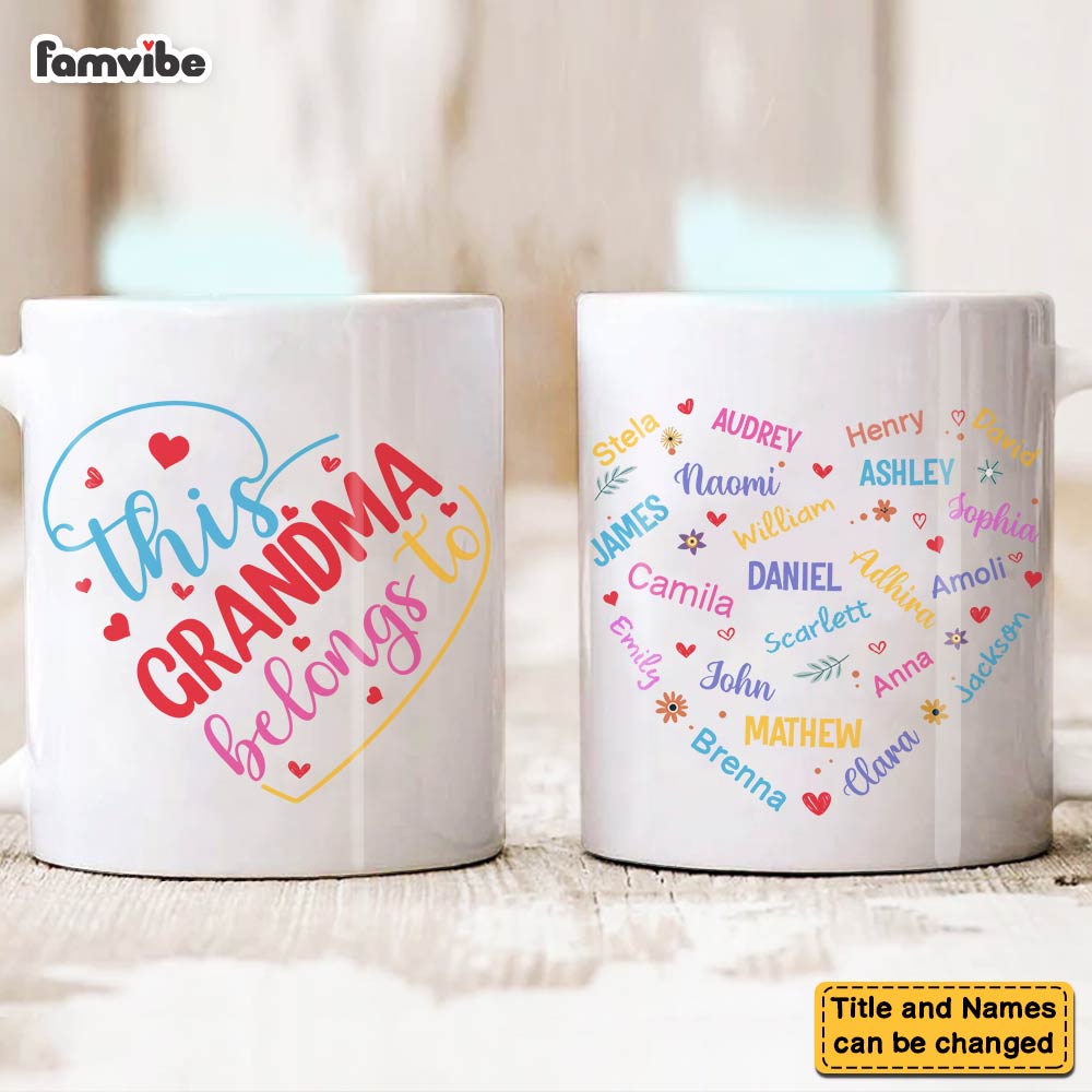 Personalized Gift For Grandma Heart Custom Name Mug Personalized Gift For Grandma Heart Custom Name Mug