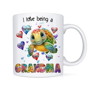 Personalized Gift For Grandma I Love Being A Grandma Turtle Heart Mug