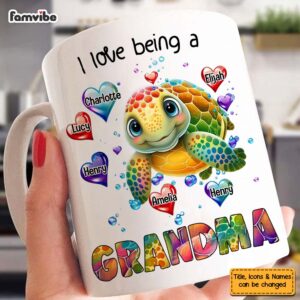 Personalized Gift For Grandma I Love Being A Grandma Turtle Heart Mug