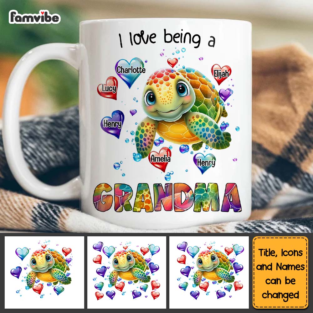 Personalized Gift For Grandma I Love Being A Grandma Turtle Heart Mug Personalized Gift For Grandma I Love Being A Grandma Turtle Heart Mug