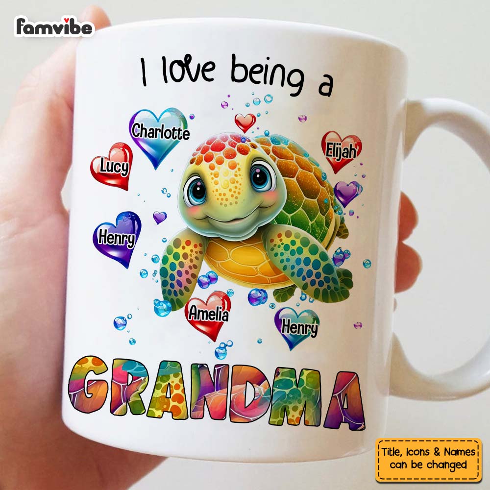 Personalized Gift For Grandma I Love Being A Grandma Turtle Heart Mug Personalized Gift For Grandma I Love Being A Grandma Turtle Heart Mug