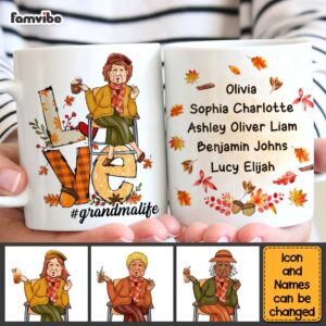 Personalized Gift For Grandma Love Fall Mug 3