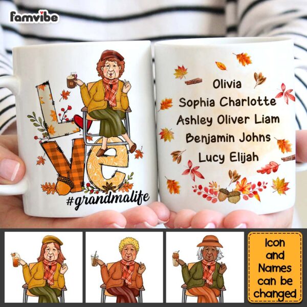 Personalized Gift For Grandma Love Fall Mug