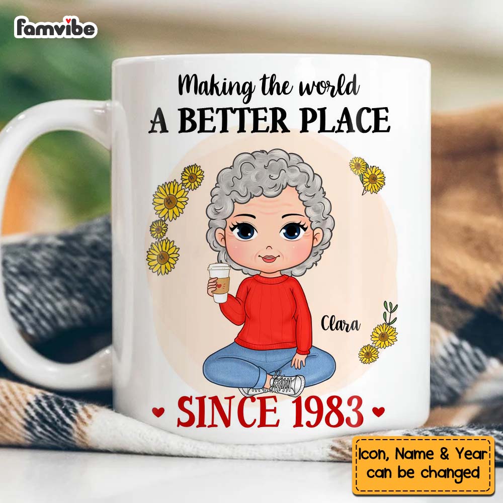 Personalized Gift For Grandma Making The World A Better Place Mug Personalized Gift For Grandma Making The World A Better Place Mug