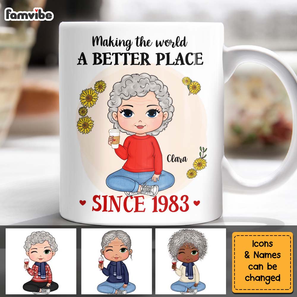 Personalized Gift For Grandma Making The World A Better Place Mug Personalized Gift For Grandma Making The World A Better Place Mug