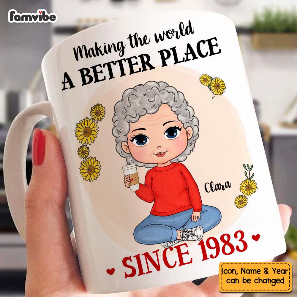 Personalized Gift For Grandma Making The World A Better Place Mug Personalized Gift For Grandma Making The World A Better Place Mug