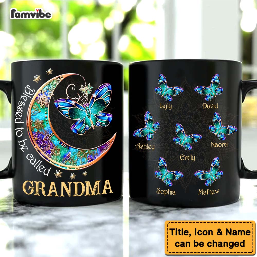 Personalized Gift For Grandma Moon Butterfly Mug Personalized Gift For Grandma Moon Butterfly Mug
