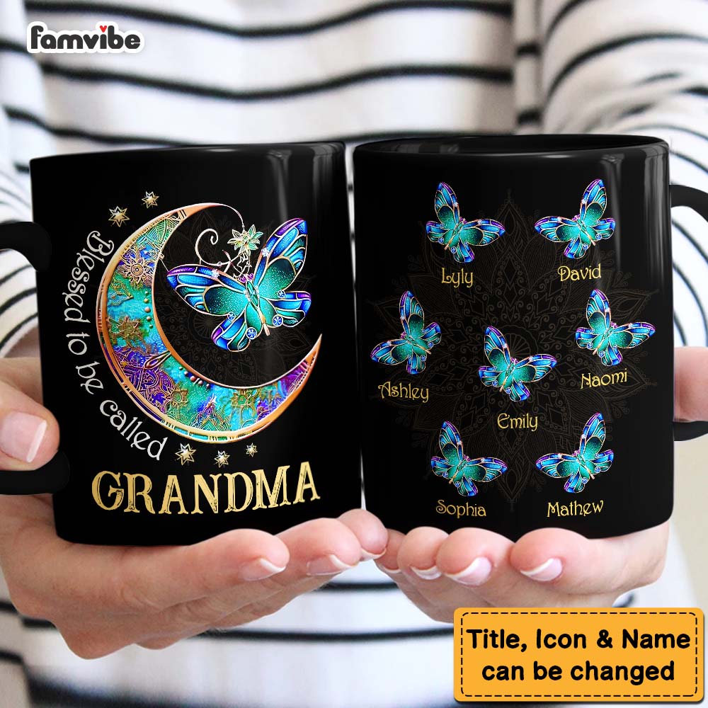 Personalized Gift For Grandma Moon Butterfly Mug Personalized Gift For Grandma Moon Butterfly Mug