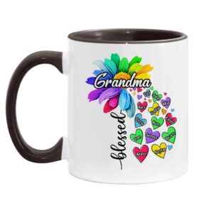 Personalized Gift For Grandma Nana Heart Flower Mug