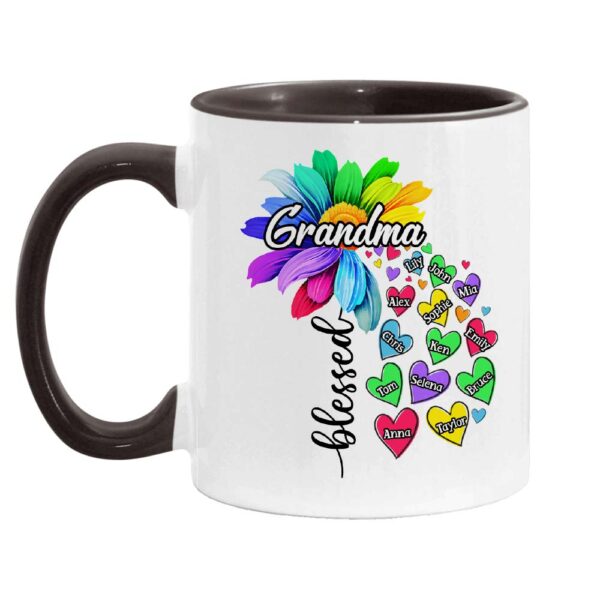 Personalized Gift For Grandma Nana Heart Flower Mug
