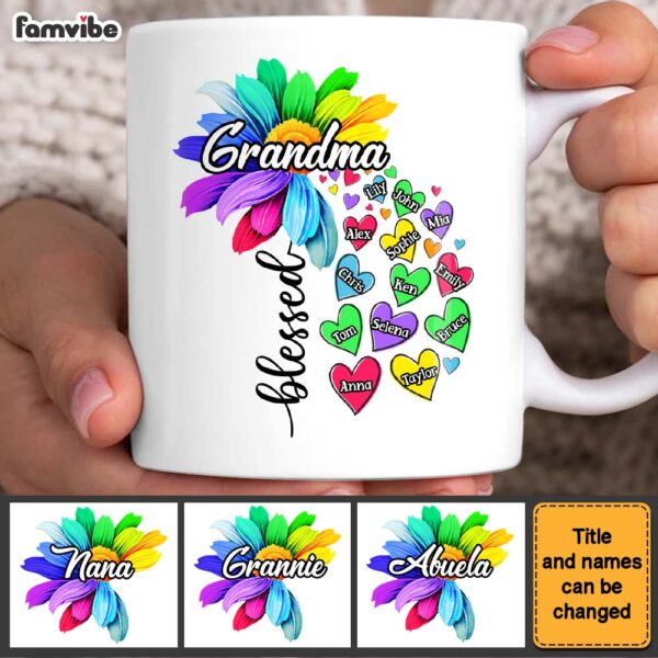 Personalized Gift For Grandma Nana Heart Flower Mug