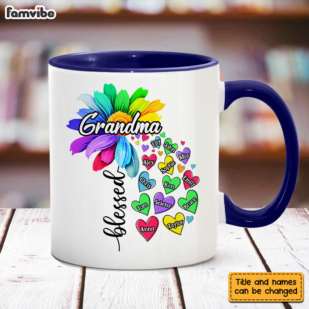 Personalized Gift For Grandma Nana Heart Flower Mug Personalized Gift For Grandma Nana Heart Flower Mug