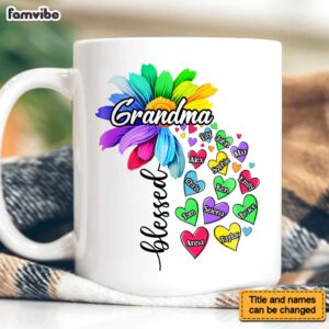 Personalized Gift For Grandma Nana Heart Flower Mug 5