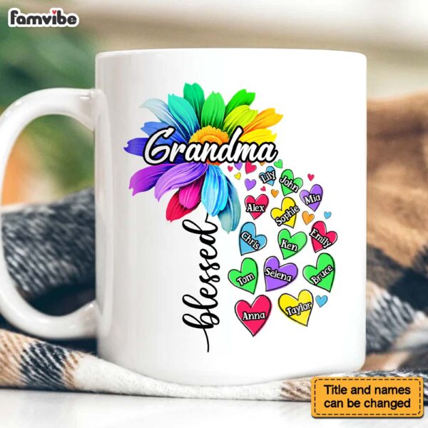 Personalized Gift For Grandma Nana Heart Flower Mug