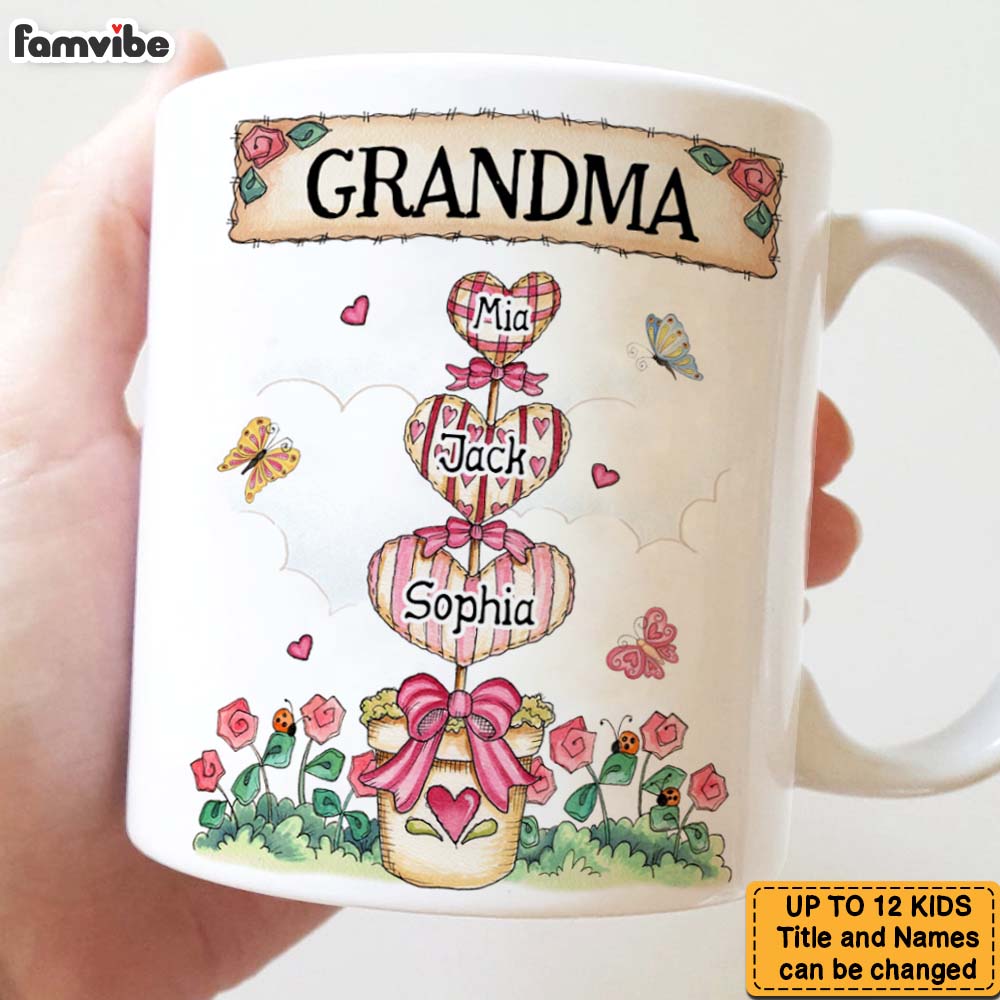 Personalized Gift For Grandma Nana Heart Pot Mug Personalized Gift For Grandma Nana Heart Pot Mug