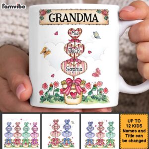 Personalized Gift For Grandma Nana Heart Pot Mug 4