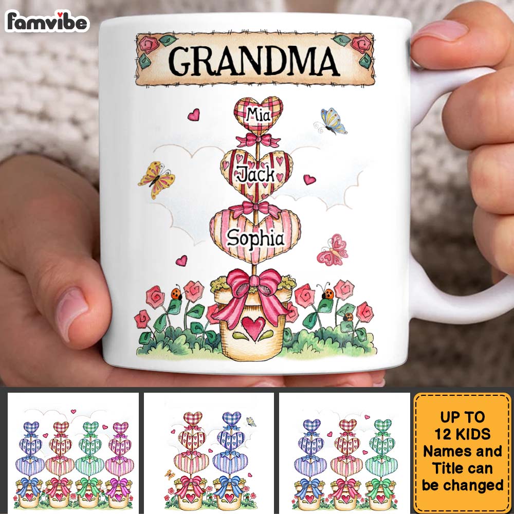 Personalized Gift For Grandma Nana Heart Pot Mug Personalized Gift For Grandma Nana Heart Pot Mug