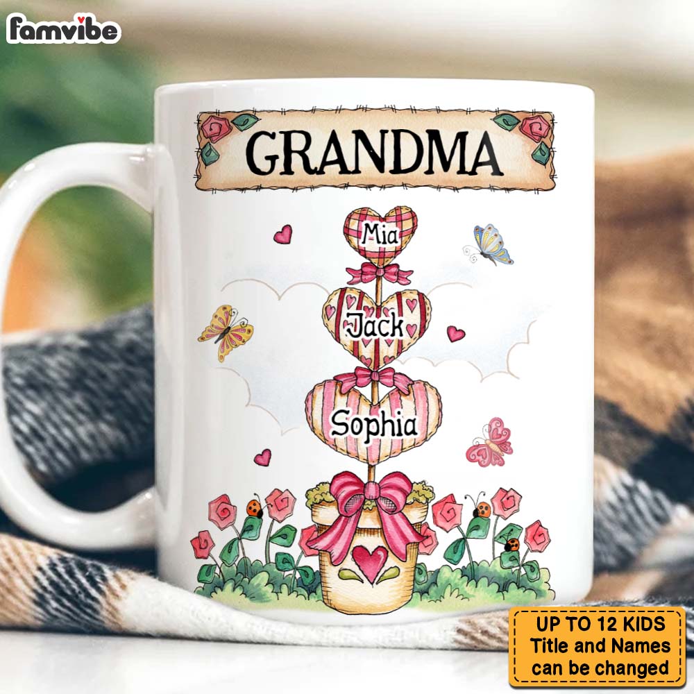 Personalized Gift For Grandma Nana Heart Pot Mug Personalized Gift For Grandma Nana Heart Pot Mug
