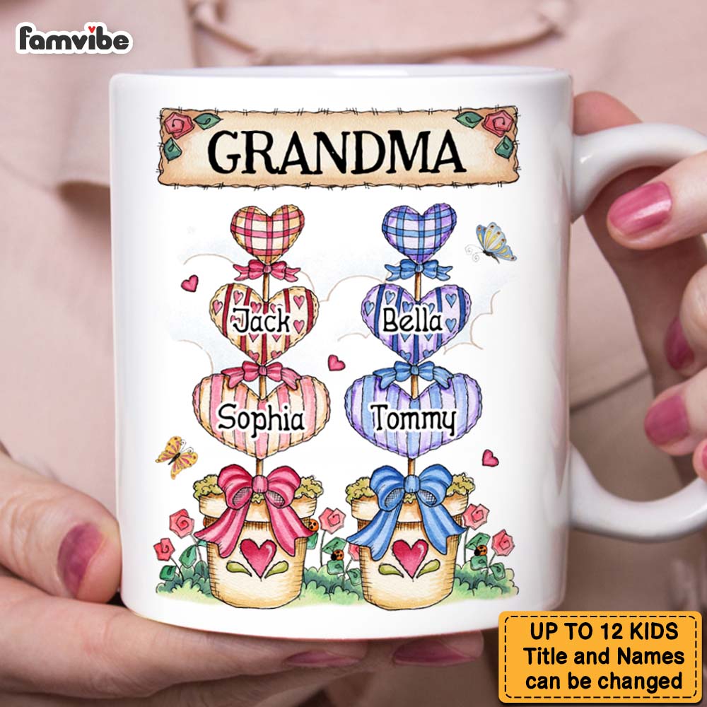 Personalized Gift For Grandma Nana Heart Pot Mug Personalized Gift For Grandma Nana Heart Pot Mug