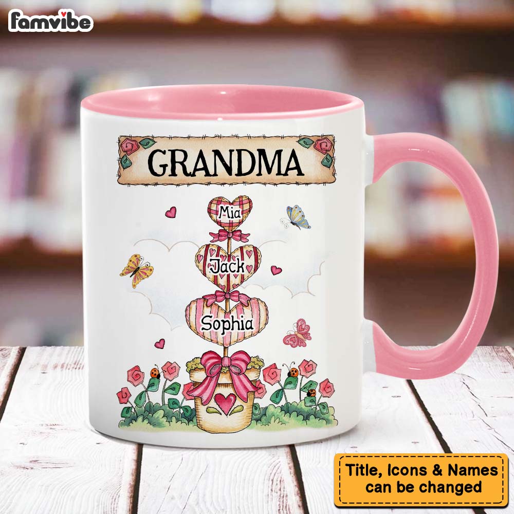 Personalized Gift For Grandma Nana Heart Pot Mug Personalized Gift For Grandma Nana Heart Pot Mug