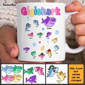 Personalized Gift For Grandma Shark Colorful Sugar Crush Mug