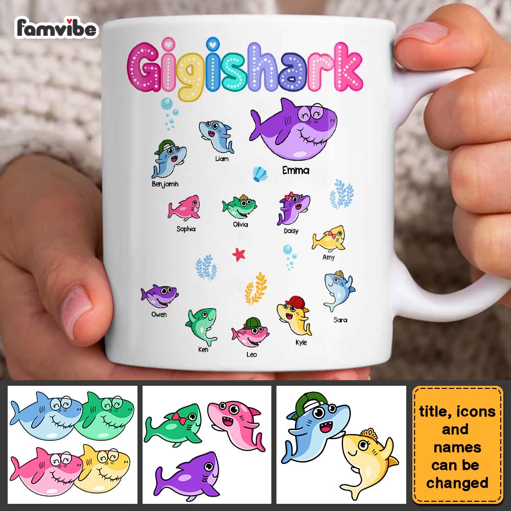 Personalized Gift For Grandma Shark Colorful Sugar Crush Mug Personalized Gift For Grandma Shark Colorful Sugar Crush Mug