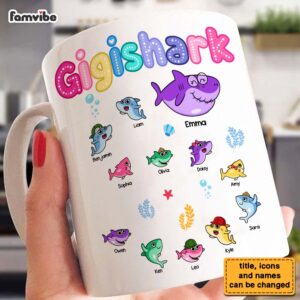 Personalized Gift For Grandma Shark Colorful Sugar Crush Mug 3