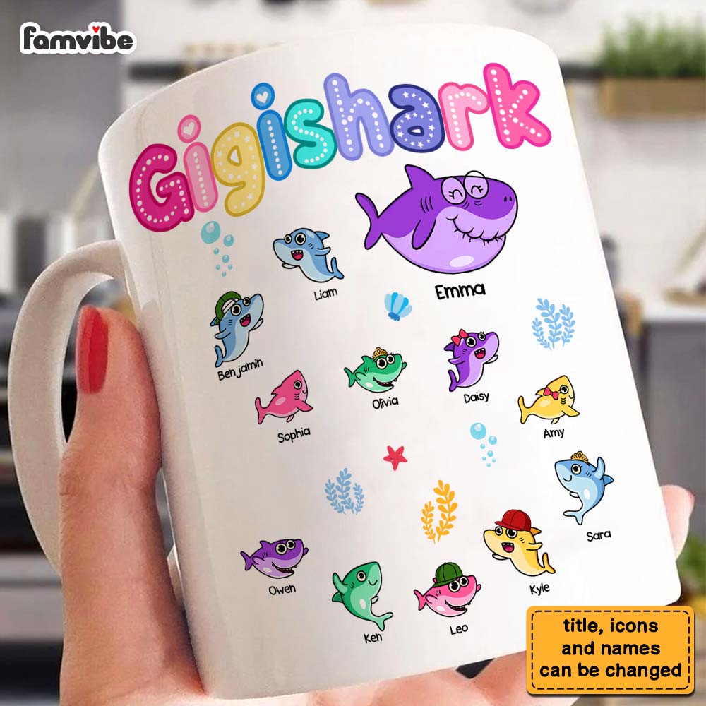 Personalized Gift For Grandma Shark Colorful Sugar Crush Mug Personalized Gift For Grandma Shark Colorful Sugar Crush Mug