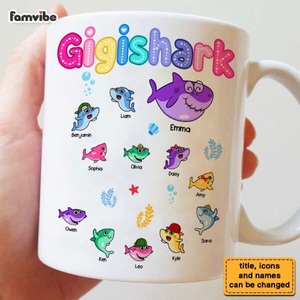 Personalized Gift For Grandma Shark Colorful Sugar Crush Mug