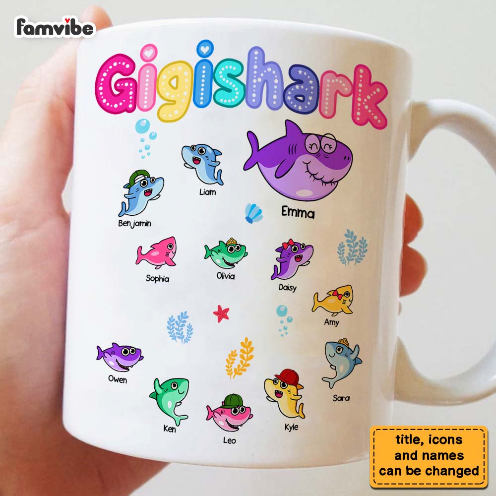 Personalized Gift For Grandma Shark Colorful Sugar Crush Mug Personalized Gift For Grandma Shark Colorful Sugar Crush Mug