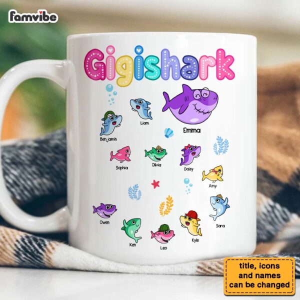 Personalized Gift For Grandma Shark Colorful Sugar Crush Mug