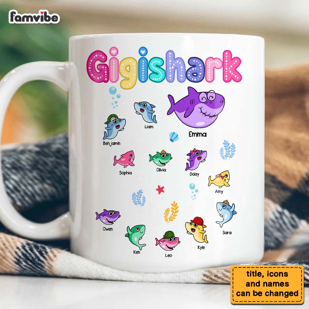 Personalized Gift For Grandma Shark Colorful Sugar Crush Mug Personalized Gift For Grandma Shark Colorful Sugar Crush Mug
