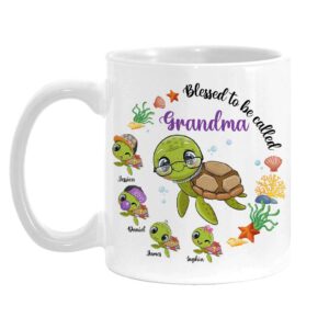 Personalized Gift For Grandma Turtle Blessed To Be Called Mug