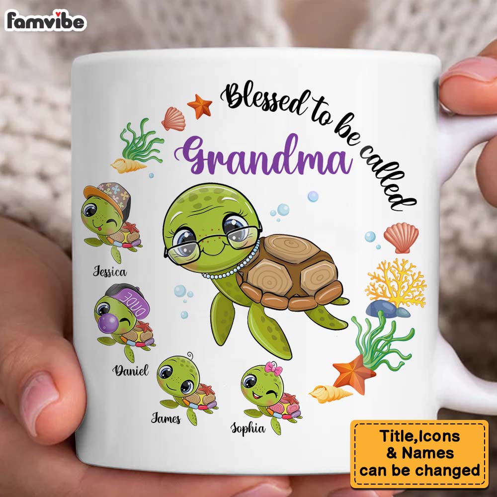 Personalized Gift For Grandma Turtle Blessed To Be Called Mug Personalized Gift For Grandma Turtle Blessed To Be Called Mug