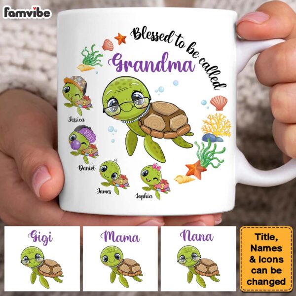 Personalized Gift For Grandma Turtle Blessed To Be Called Mug