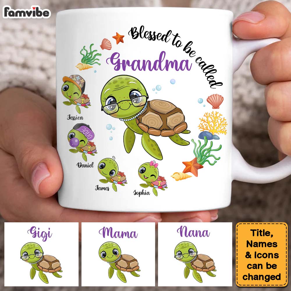 Personalized Gift For Grandma Turtle Blessed To Be Called Mug Personalized Gift For Grandma Turtle Blessed To Be Called Mug