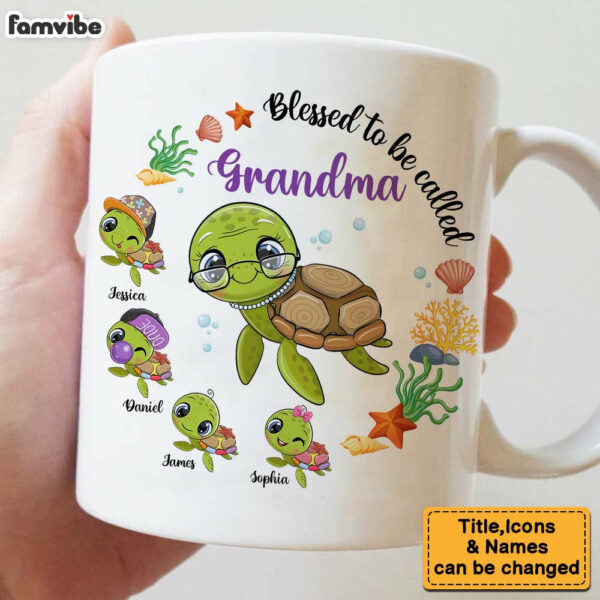 Personalized Gift For Grandma Turtle Blessed To Be Called Mug