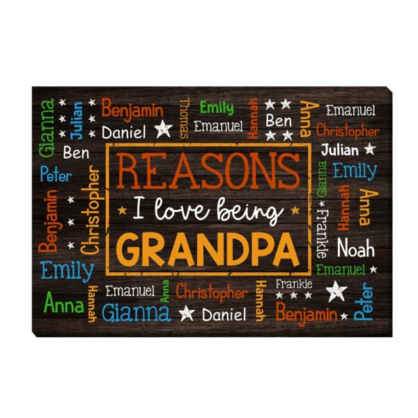 Personalized Gift For Grandpa Word Art Canvas