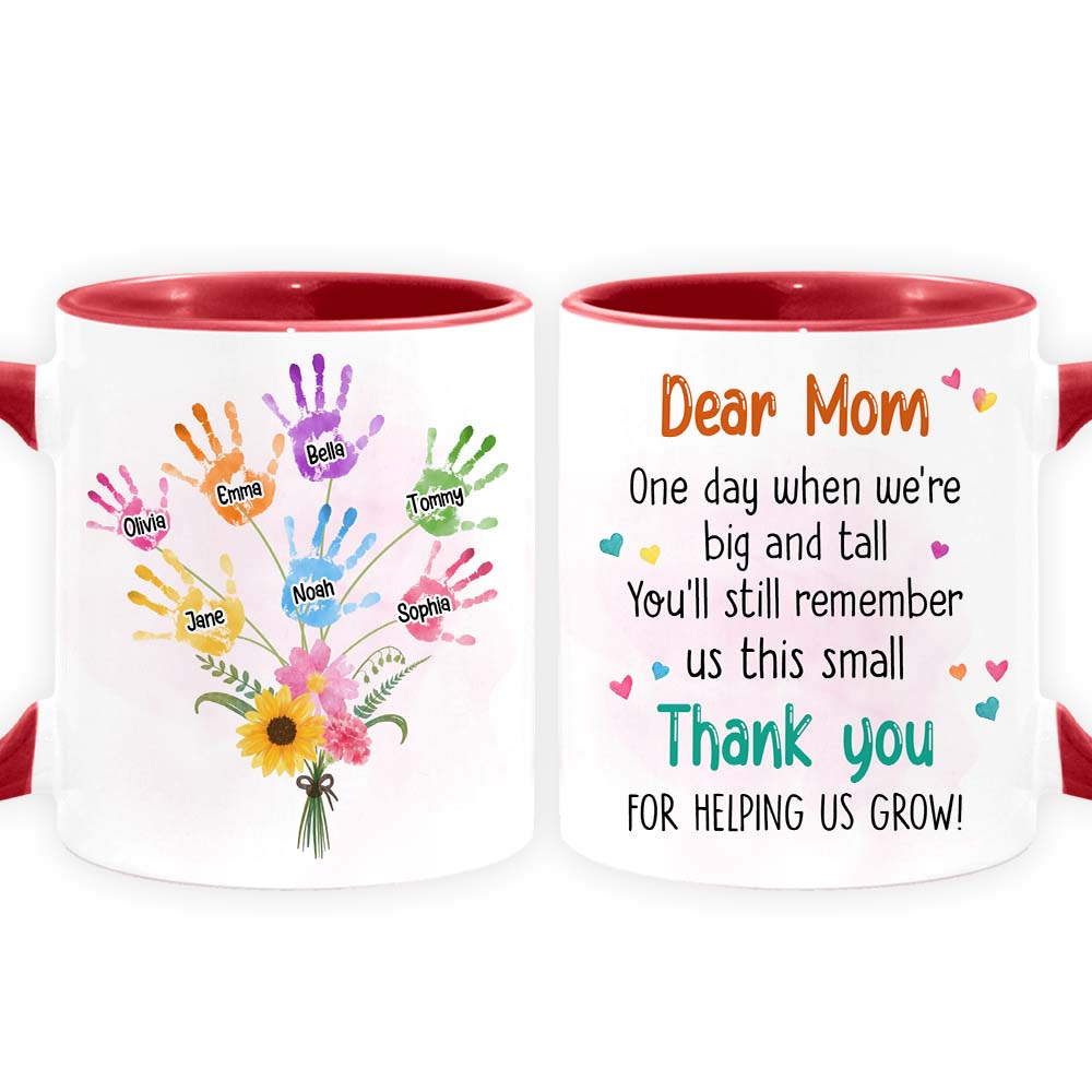 Personalized Gift For Mom Flower Handprint Mug Personalized Gift For Mom Flower Handprint Mug