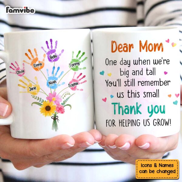 Personalized Gift For Mom Flower Handprint Mug