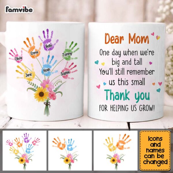 Personalized Gift For Mom Flower Handprint Mug