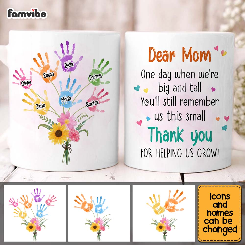 Personalized Gift For Mom Flower Handprint Mug Personalized Gift For Mom Flower Handprint Mug